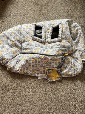 Gray and Yellow Chevron Baby shopping cart cover